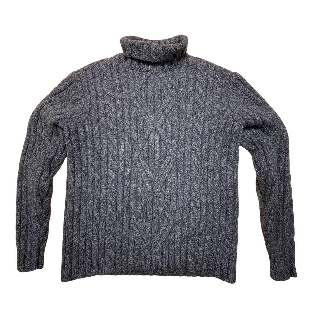 Banana Republic Cableknit Turtleneck Sweater Womens Small Charcoal Italian Yarn